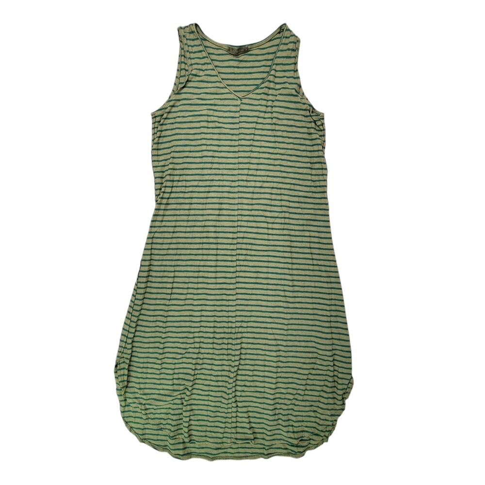 Cut Loose Womens V-Neck Sleeveless Striped Dress Small Linen blend Green